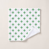Groene polka kruist wit bad handdoek (Wasdoekje)
