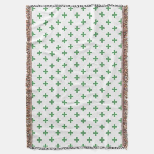 Groene polka kruist wit deken (Voorkant Verticaal)