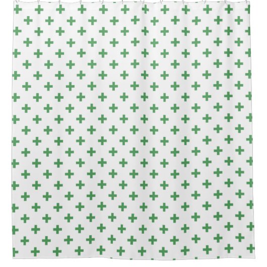 Groene polka kruist wit douchegordijn (Voorkant)