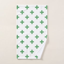 Groene polka kruist wit handdoek