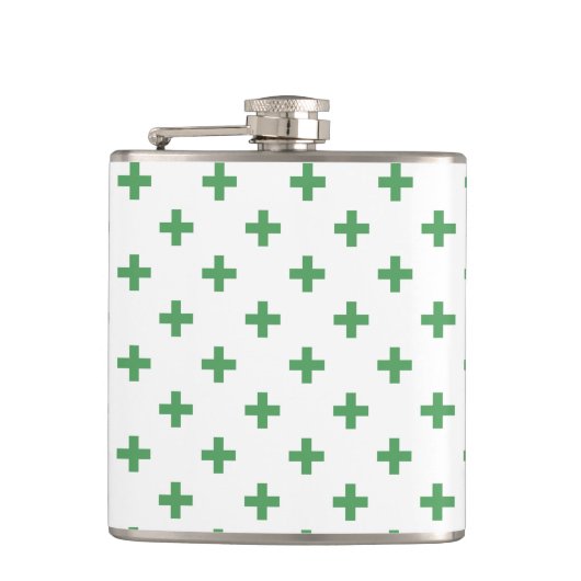 Groene polka kruist wit heupfles (Voorkant)