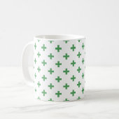 Groene polka kruist wit koffiemok (Voorkant links)