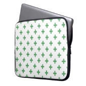 Groene polka kruist wit laptop sleeve (Voorkant Links)
