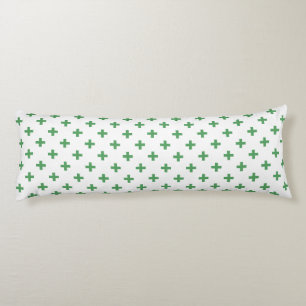 Groene polka kruist wit lichaamskussen