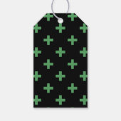 Groene polka kruist zwart cadeaulabel (Voorkant)