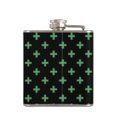 Groene polka kruist zwart heupfles (Achterkant)