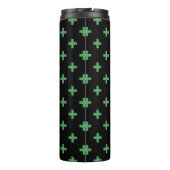 Groene polka kruist zwart thermosbeker (Achterkant)