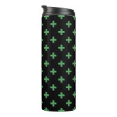 Groene polka kruist zwart thermosbeker (Geroteerd rechts)