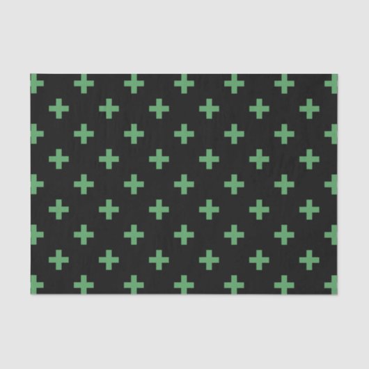 Groene polka kruist zwart tissuepapier (Voorkant)