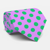 Groene polka-punten op lila stropdas (Opgerold)