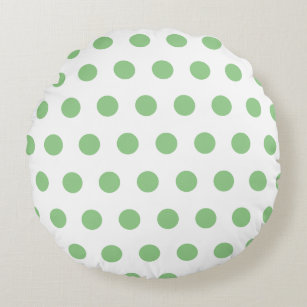 Groene polka-puntenpatroon op witte ronde kussen