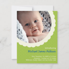 Groene polka stip rosette foto schattige baby gebo aankondiging