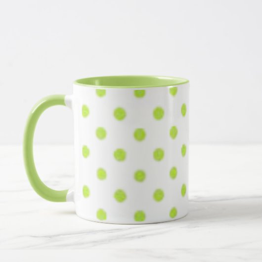 Groene polka stippen koffie mok (Links)