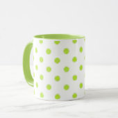 Groene polka stippen koffie mok (Voorkant links)