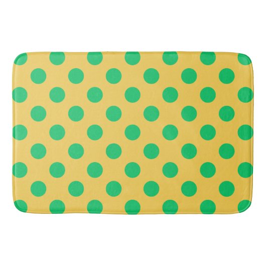 Groene polka-stippen op geel badmat (Voorkant)