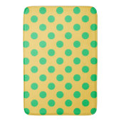 Groene polka-stippen op geel badmat (Voorkant Verticaal)