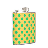 Groene polka-stippen op geel heupfles (Rechts)