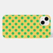 Groene polka-stippen op geel iPhone hoesje (Achterkant horizontaal)