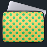 Groene polka-stippen op geel laptop sleeve<br><div class="desc">Groene polka-stippen op geel</div>