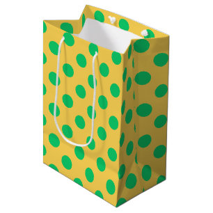Groene polka-stippen op geel medium cadeauzakje