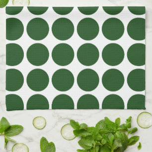 Groene polka stippen op wit theedoek