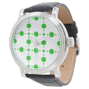 Groene polka stippen, polka stippenpatroon, stippe horloge