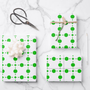 Groene polka stippen, polka stippenpatroon, stippe inpakpapier vel