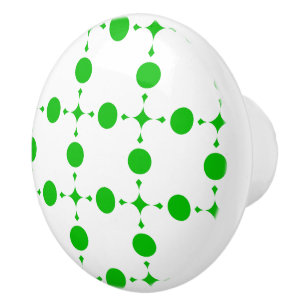 Groene polka stippen, polka stippenpatroon, stippe keramische knop