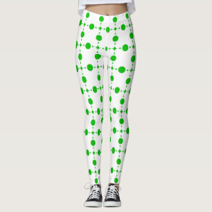 Groene polka stippen, polka stippenpatroon, stippe leggings