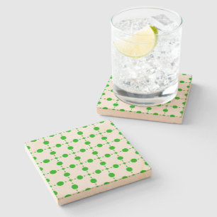 Groene polka stippen, polka stippenpatroon, stippe stenen onderzetter