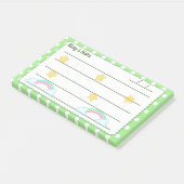 Groene polka-stippen, schattige sterren & regenbog post-it® notes (Schuin)