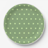 Groene polka stippen witte sierstrip papieren bordje (Voorkant)