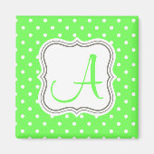 Groene polka stipt monogram initiaal naam elegant magneet (Voorkant)