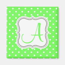 Groene polka stipt monogram initiaal naam elegant