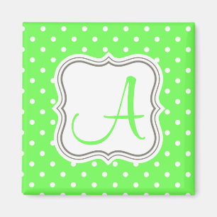 Groene polka stipt monogram initiaal naam elegant magneet