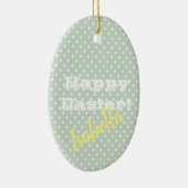 Groene PolkaDot Happy Pasen Keramisch Ornament (Rechts)