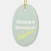 Groene PolkaDot Happy Pasen Keramisch Ornament (Links)