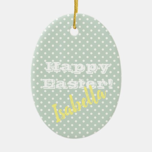 Groene PolkaDot Happy Pasen Keramisch Ornament (Voorkant)