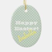 Groene PolkaDot Happy Pasen Keramisch Ornament (Achterkant)