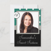 Groene polkadot zoete zestien kaart (Voorkant)