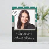 Groene polkadot zoete zestien kaart (Staand voorkant)
