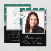 Groene polkadot zoete zestien kaart (Voorkant / Achterkant)