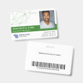 Groene Polygons Logo & Foto Personeels-ID Badge (Voor- en achterkant)