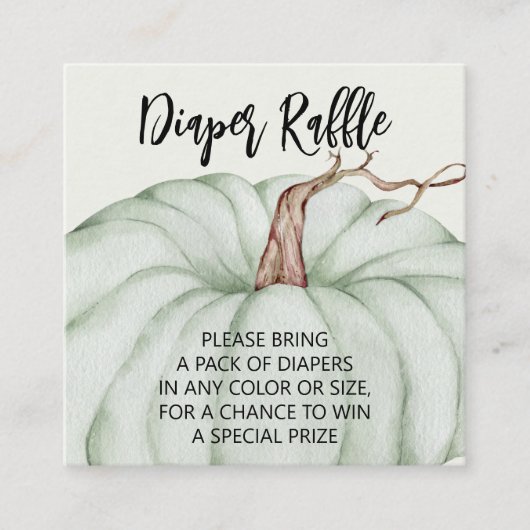 Groene Pompoen Baby shower Luier Raffle Informatiekaartje (Voorkant)