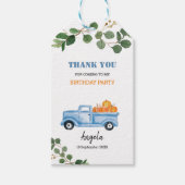 Groene pompoen blauwe vrachtwagen dank u Label. Cadeaulabel (Voorkant)