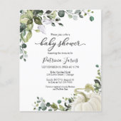 Groene Pompoen Budget Baby Shower Uitnodiging (Voorkant)