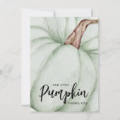 Groene pompoen Herfst Baby shower Flat Bedankkaart (Voorkant)