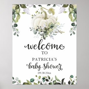 Groene Pompoen Herfst Baby Shower Welkom Bord Poster