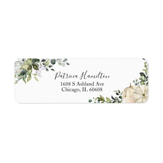 Groene Pompoen Herfst Bruidsdiner Label (Voorkant)