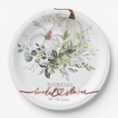 Groene Pompoen Herfst Bruidsdiner Papieren Bord (Voorkant)